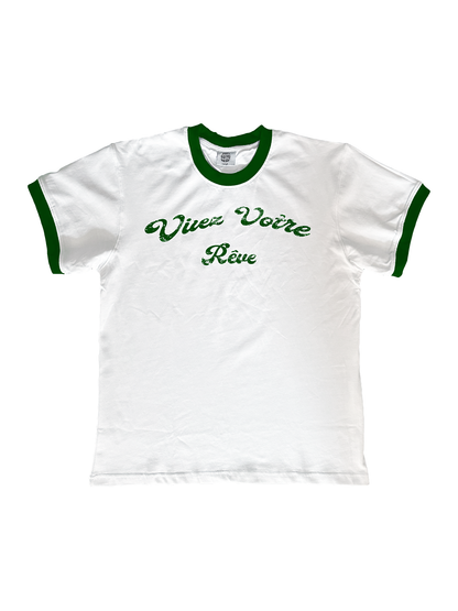 RINGER TSHIRT WHITE/GREEN