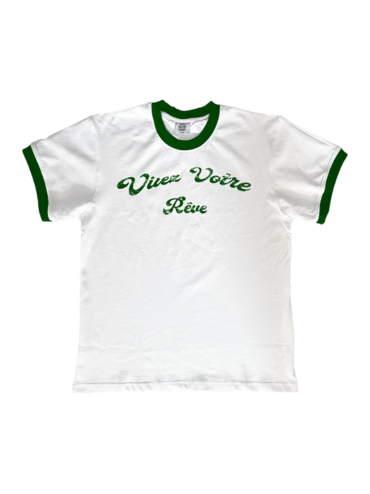 RINGER TSHIRT WHITE/GREEN