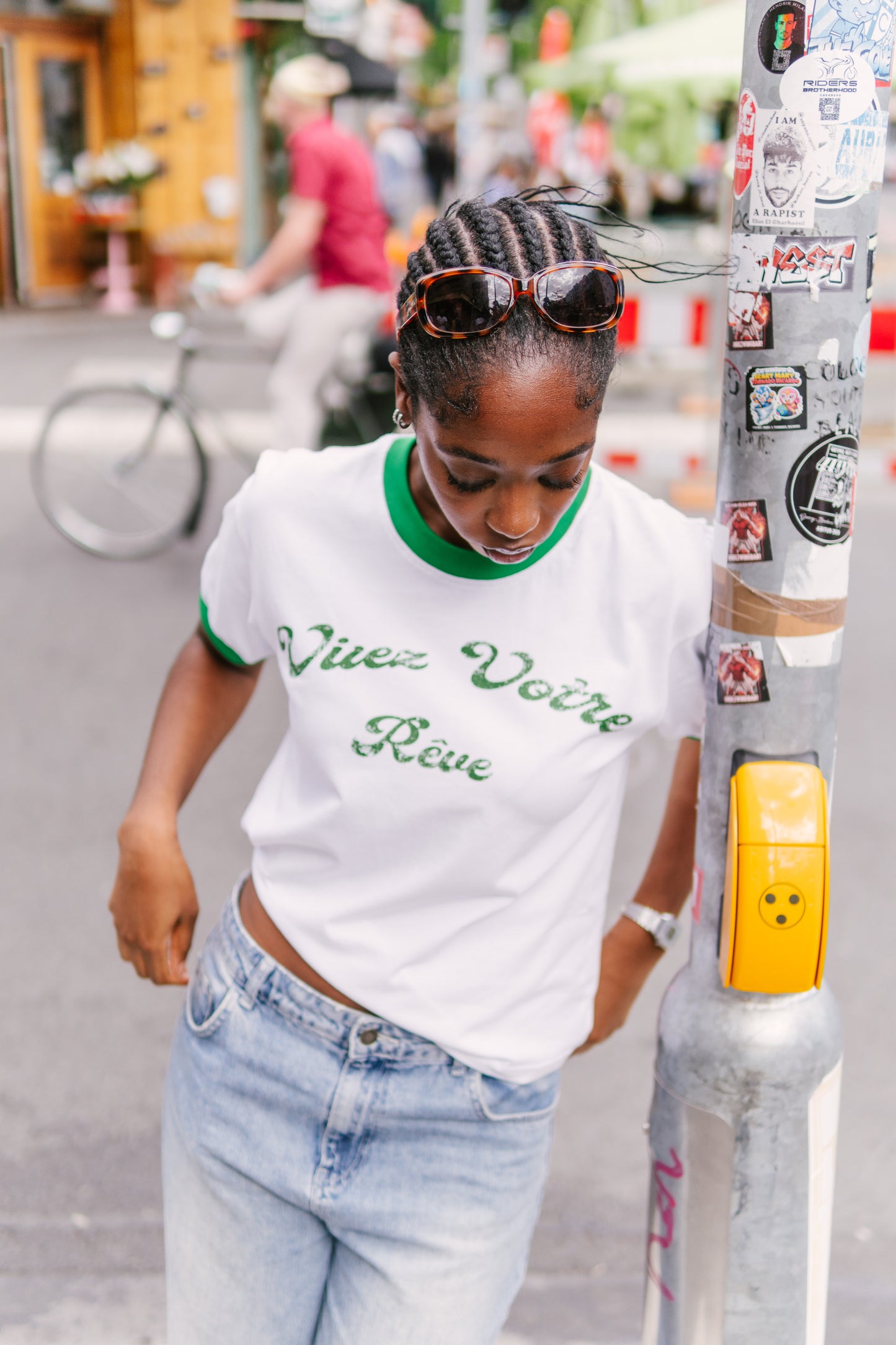 RINGER TSHIRT WHITE/GREEN